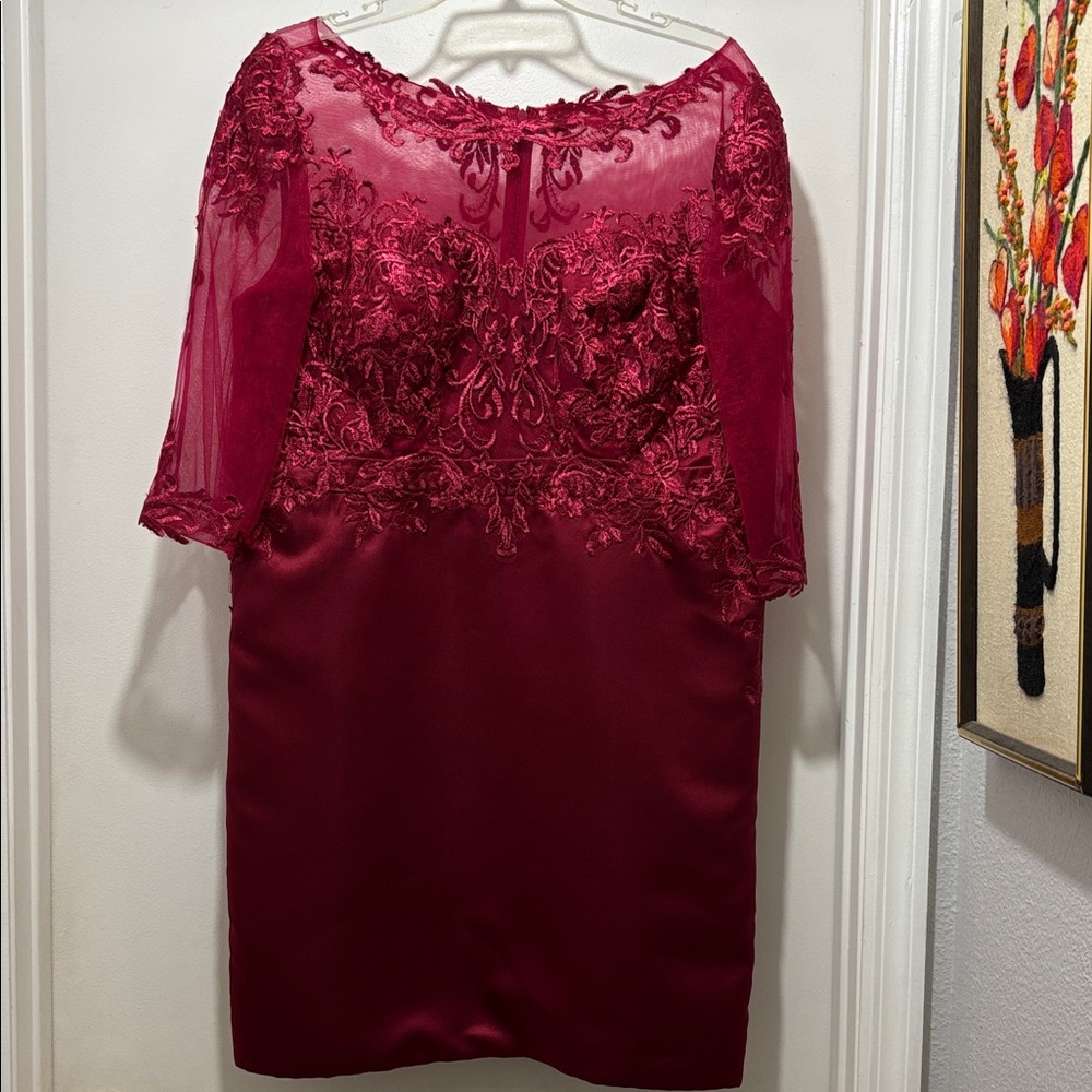 JJs House Deep Red Lace Dress